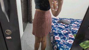 Dusty Rose Textured Mini Skirt