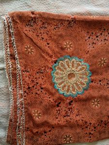 Beautiful Teal and Orange Saree