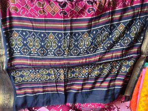 Pink Ikat Silk Saree
