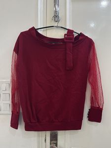 Maroon One-Shoulder Top