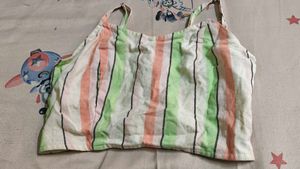 Striped Spaghetti Strap Crop Top