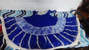 Blue Coloured Kalidar Flared Long Gown