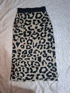 leopard print midi skirt