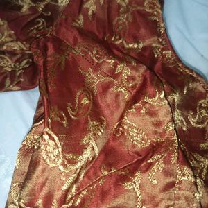 Rust Brown Golden Embroidered Blouse