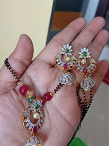 Gj Finish Mangalsutra With Earrings