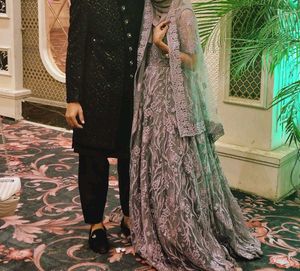 Men's Black Embroidered Sherwani Set
