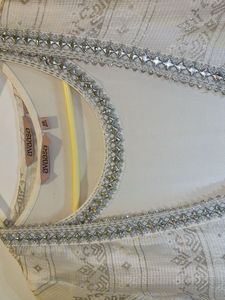 Elegant White Ethnic Gown with Silver Embellishmen