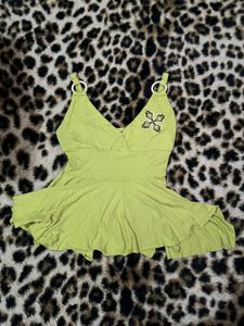 Lime Green Ruffle Hem Top
