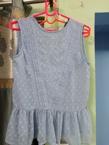 Blue Sleeveless Peplum Top