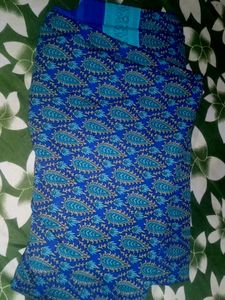 Vibrant Blue Paisley Print Saree