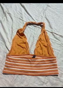 Striped Halter Crop Top