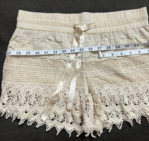 Satin Front Tie Crochet Short