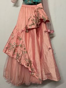 Stunning Teal &amp; Peach Lehenga Choli