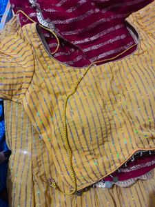 Vibrant Yellow &amp; Pink Lehenga Set