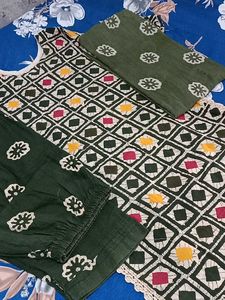 Dark Green Printed Palazzos