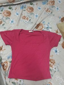 Chic Pink Square Neck Top