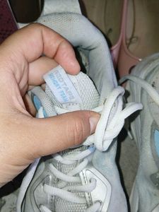 White &amp; Blue Lace-Up Sneakers