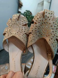 Gold Embellished Heel Sandals