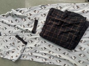 Grey Printed Suit set with black check