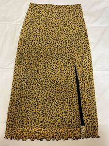 Floral Print Midi Skirt with Slit