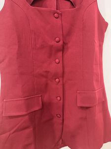Shein Maroon Sleeveless Button-Up Dress