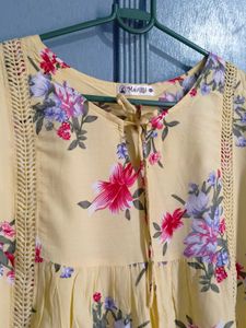 Yellow Floral Print Tunic Top