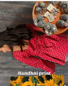 Vibrant Red Bandhani Print short Kurta