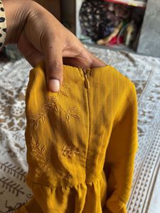 Mustard Embroidered Peplum Top