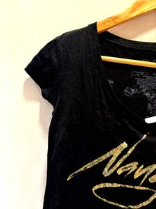 Black Graphic V-Neck T-Shirt
