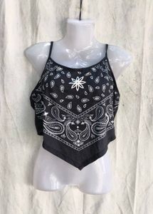 Black Bandana Print Crop Top