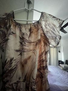Brown Patterned Sundress full length