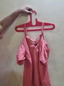 Chic Coral Cold Shoulder Top