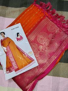 Orange & Pink Silk Saree