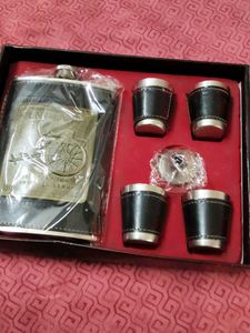 Vintage Flask & Shot Glass Set