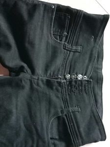 Stylish Black Denim Jeans with highneck t-shirt