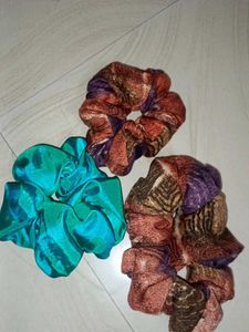 White Scrunchie with Flower Charms