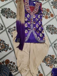 Beautiful Purple pearls and jardozi  Embroider