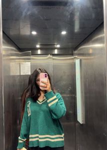 Green V-Neck Sweater