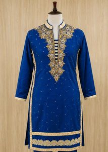 Women Embellished Royal Blue Kurta