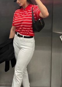 Striped Polo Neck Top