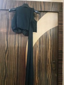 Embellished Black Pearl Blouse with Drape Saree