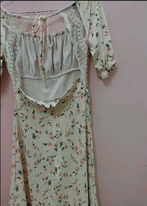 Cream Floral Print Dress