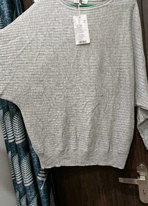 Gray Striped Casual Pullover Top