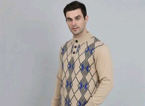 Men's Argyle Pattern Knit Sweater