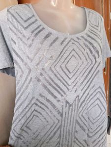 Grey Geometric Print Top