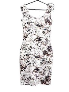 Abstract Print Sleeveless Sheath Dress