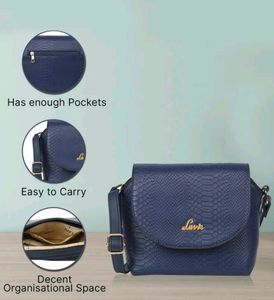 Lavie Navy Blue Textured Crossbody Bag