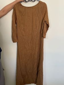 Flowy Brown Striped Button-Down Dress