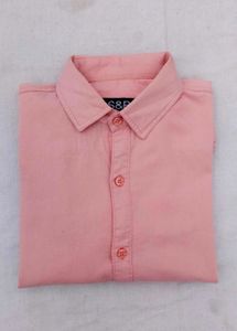 Peach Pink Solid Casual Shirt for Men