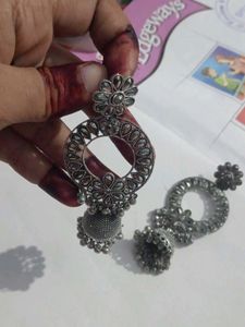 Oxidised Jhumka Earrings